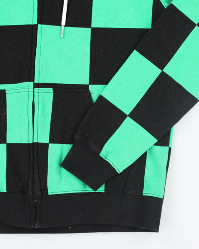 Vintage Y2K Demon Slayer Anime Checked Zip Up Hoodie - M