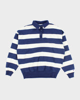 Vintage Champion Striped Quarter Button Sweatshirt - S