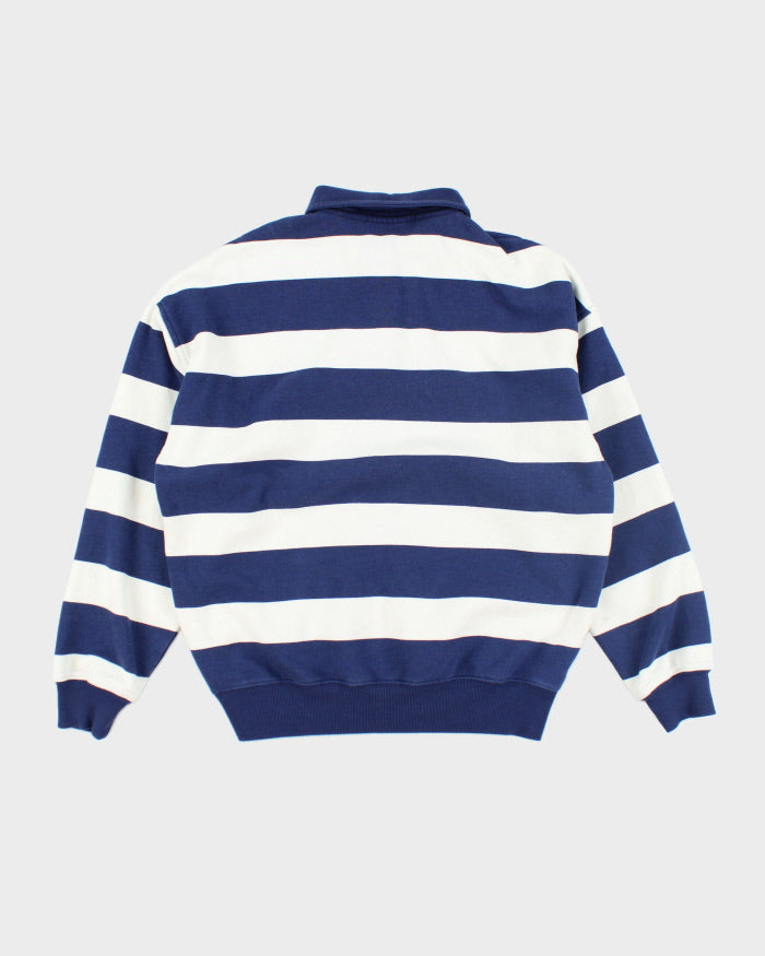Vintage Champion Striped Quarter Button Sweatshirt - S