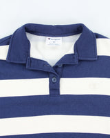 Vintage Champion Striped Quarter Button Sweatshirt - S