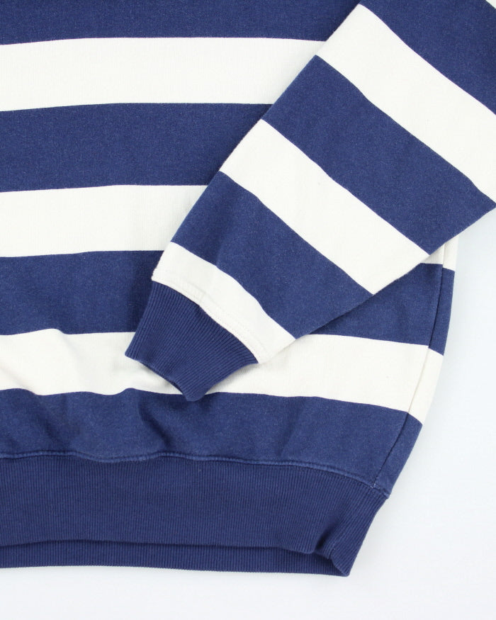Vintage Champion Striped Quarter Button Sweatshirt - S