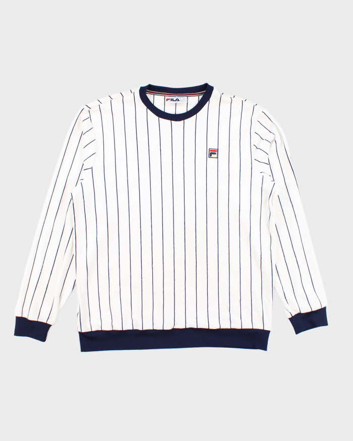 Vintage 2000's Fila Striped Velour Pullover Sweatshirt - L