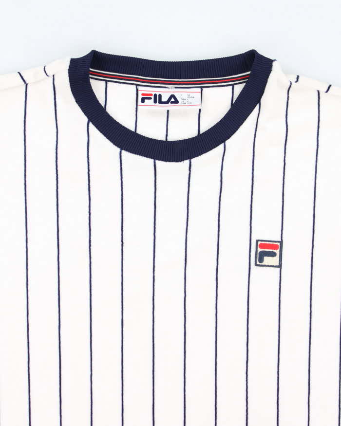 Vintage 2000's Fila Striped Velour Pullover Sweatshirt - L