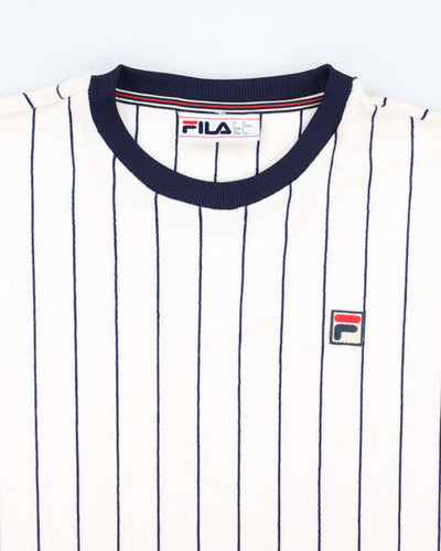 Vintage 2000's Fila Striped Velour Pullover Sweatshirt - L