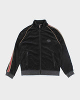 Vintage 2000's Groggy Striped Sleeve Velvet Zip Up - L