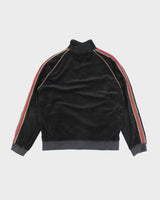 Vintage 2000's Groggy Striped Sleeve Velvet Zip Up - L