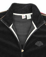 Vintage 2000's Groggy Striped Sleeve Velvet Zip Up - L