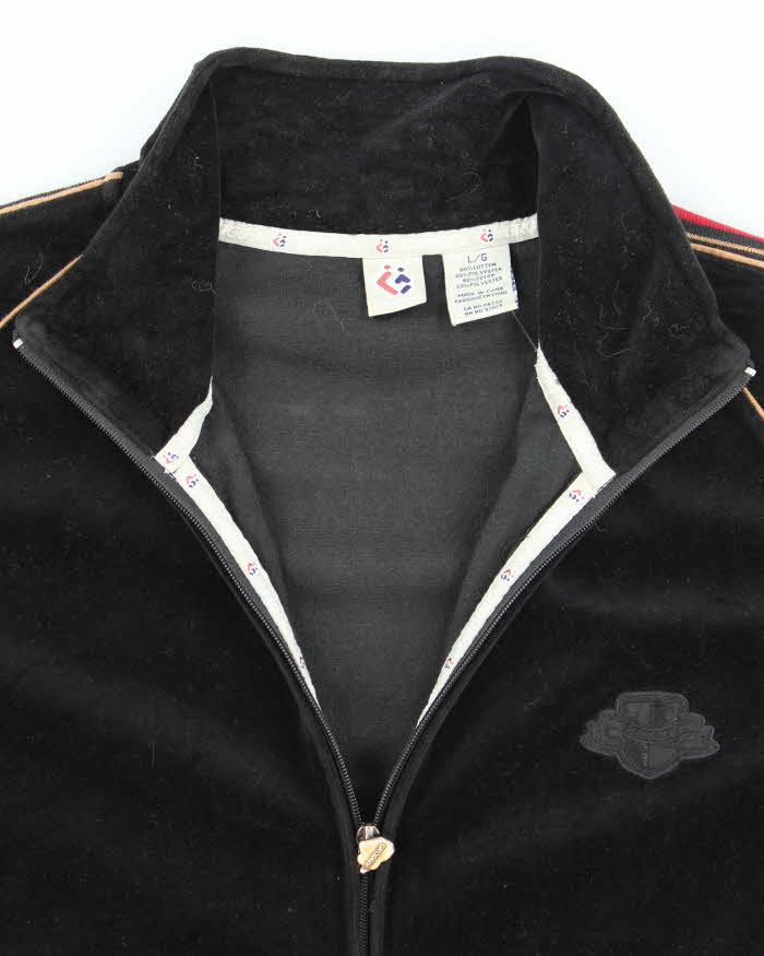 Vintage 2000's Groggy Striped Sleeve Velvet Zip Up - L