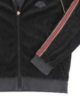 Vintage 2000's Groggy Striped Sleeve Velvet Zip Up - L