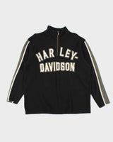 Vintage Y2K Harley Davidson Quarter Zip Spell Out Sweatshirt - XL