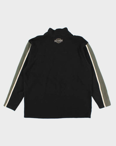 Vintage Y2K Harley Davidson Quarter Zip Spell Out Sweatshirt - XL