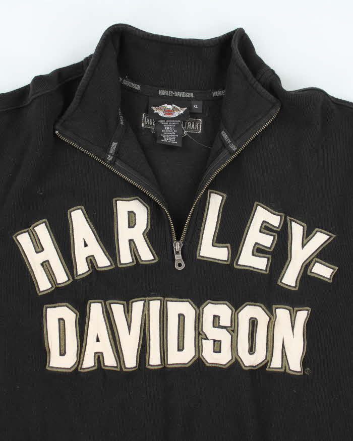 Vintage Y2K Harley Davidson Quarter Zip Spell Out Sweatshirt - XL