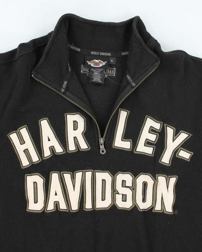 Vintage Y2K Harley Davidson Quarter Zip Spell Out Sweatshirt - XL