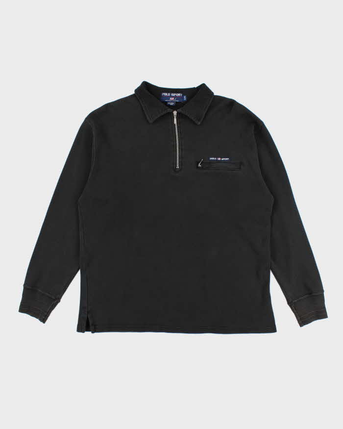 Vintage Y2K Polo Jeans Embroidered Quarter Zip Sweatshirt - M