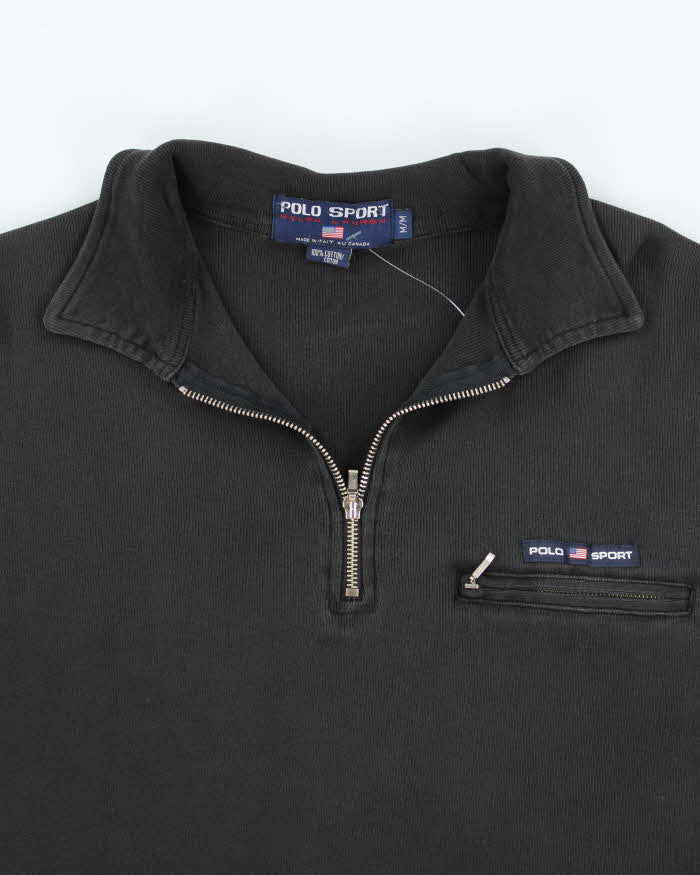 Vintage Y2K Polo Jeans Embroidered Quarter Zip Sweatshirt - M