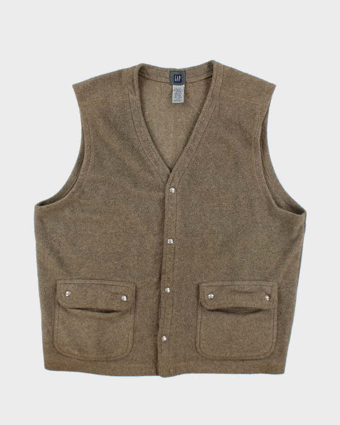 Vintage 90's GAP Pop Button Sleeveless Hoodie - XL