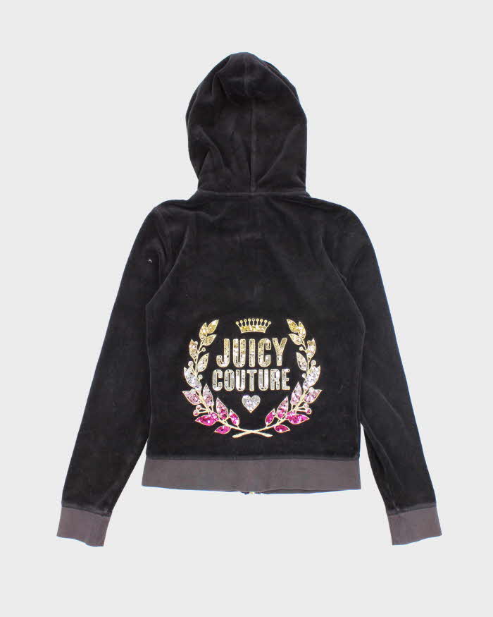 Vintage Y2K Juicy Couture Sequined Back Print Zip Up Hoodie - S
