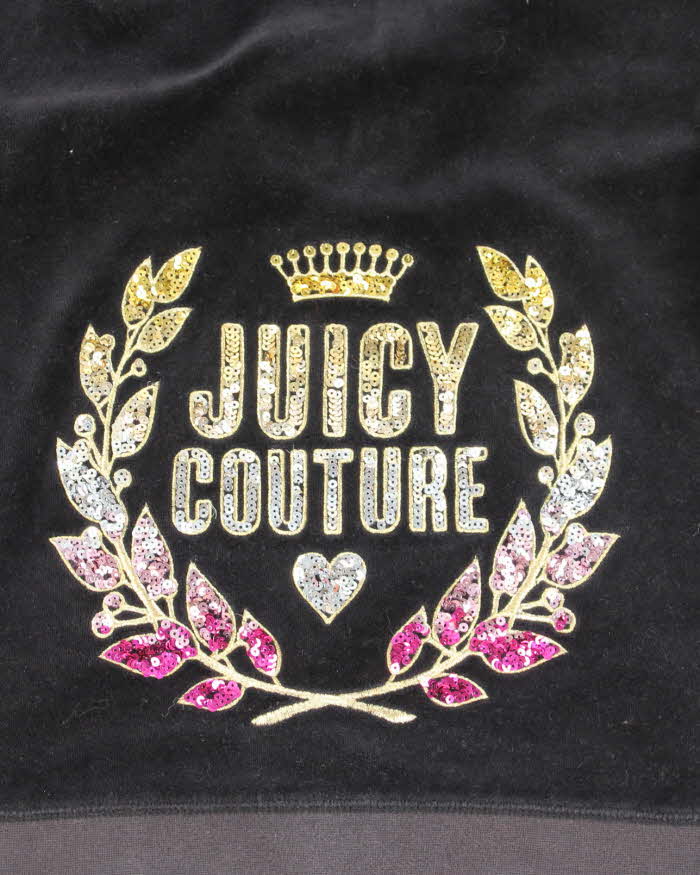 Vintage Y2K Juicy Couture Sequined Back Print Zip Up Hoodie - S