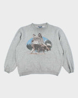 Vintage 90's Wolf &amp; Moose Graphic Print Sweatshirt - L