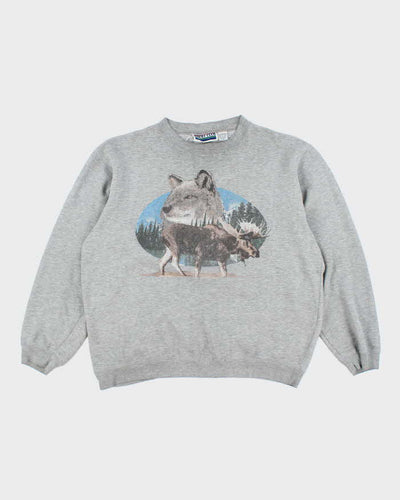 Vintage 90's Wolf & Moose Graphic Print Sweatshirt - L
