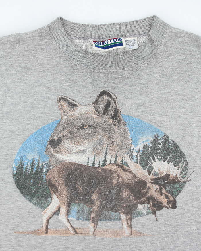 Vintage 90's Wolf &amp; Moose Graphic Print Sweatshirt - L