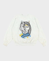 Vintage 90's Half Face Wolf Graphic Print Sweatshirt - L