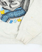Vintage 90's Half Face Wolf Graphic Print Sweatshirt - L