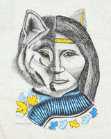 Vintage 90's Half Face Wolf Graphic Print Sweatshirt - L