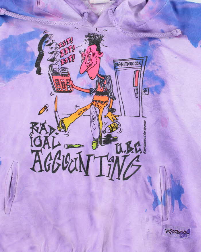 Vintage 90's Radical Accounting Tie Dye Graphic Print Hoodie - L
