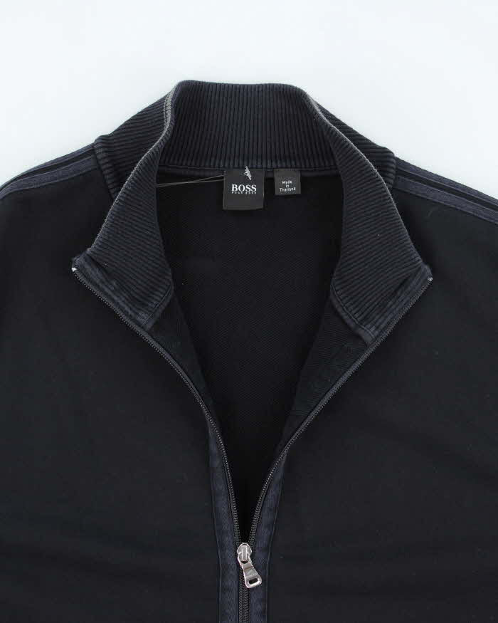 Vintage Hugo Boss Black Zip-Up Jumper - XXL