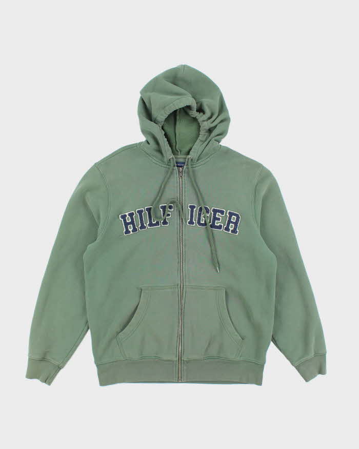 Vintage Y2K Tommy Hilfiger Spell Out Zip Up Hoodie - M