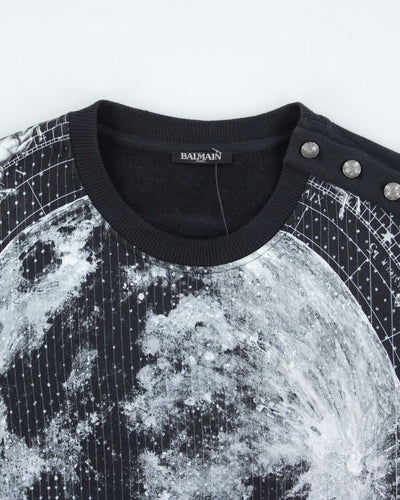 Vintage 90's Balmain All Over Print Gothic Style Sweatshirt - XL