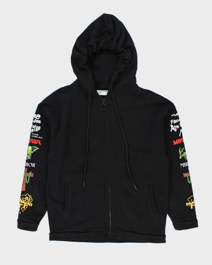 Off White "Main Label" Graphic Print Zip Up Hoodie - XS