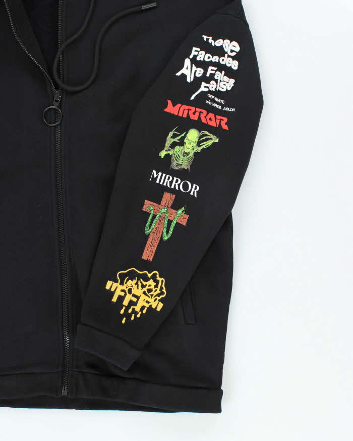 Off White "Main Label" Graphic Print Zip Up Hoodie - XS