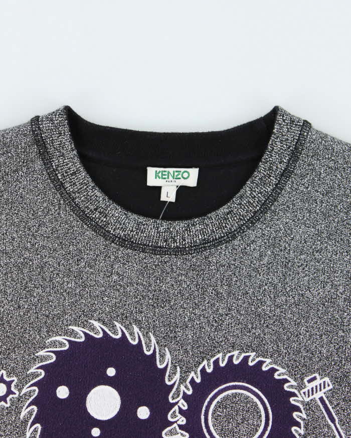 Vintage Kenzo Glitter Heavyweight Embroidered Sweatshirt - L