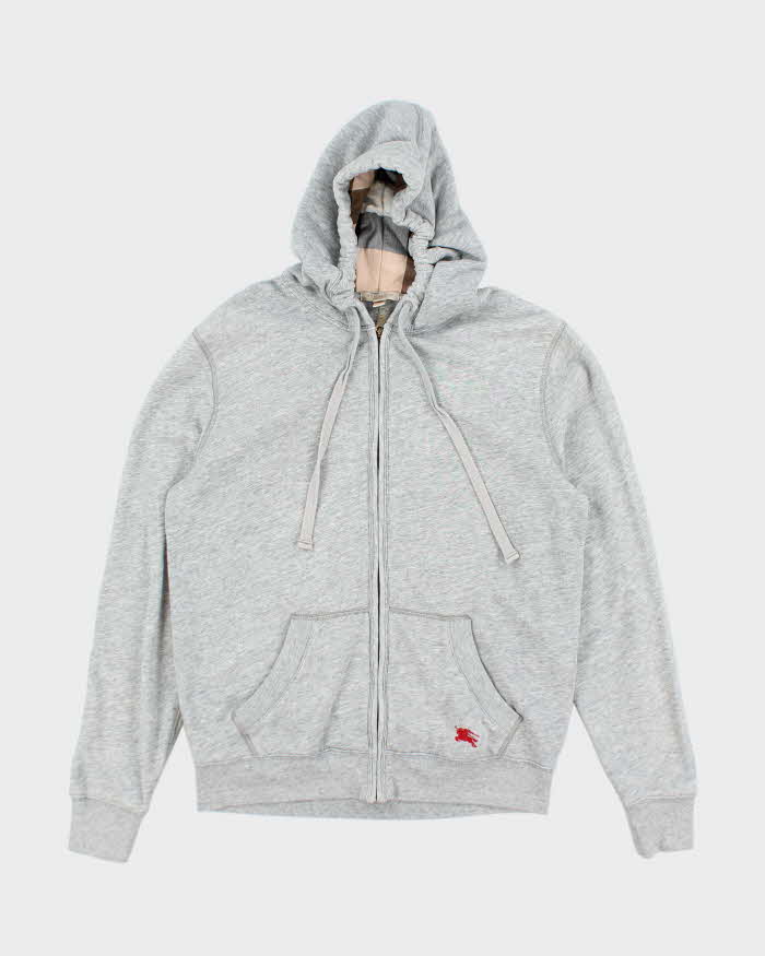 Vintage Burberry Brit Embroidered Logo Zip Up Hoodie - L