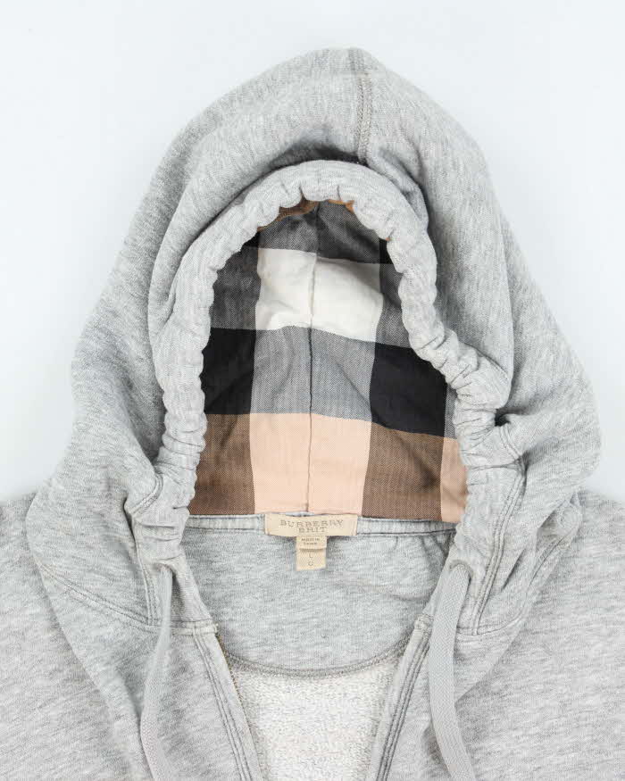 Vintage Burberry Brit Embroidered Logo Zip Up Hoodie - L