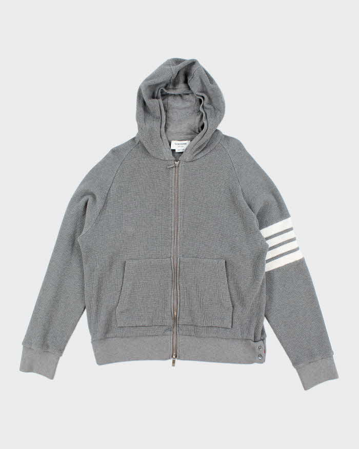 Vintage Thom Browne Heavyweight Ribbed Zip Up Hoodie - L