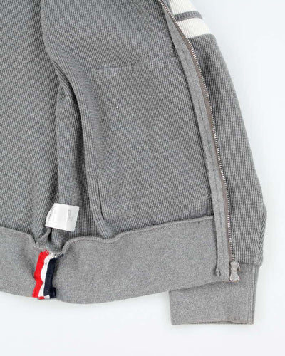 Vintage Thom Browne Heavyweight Ribbed Zip Up Hoodie - L