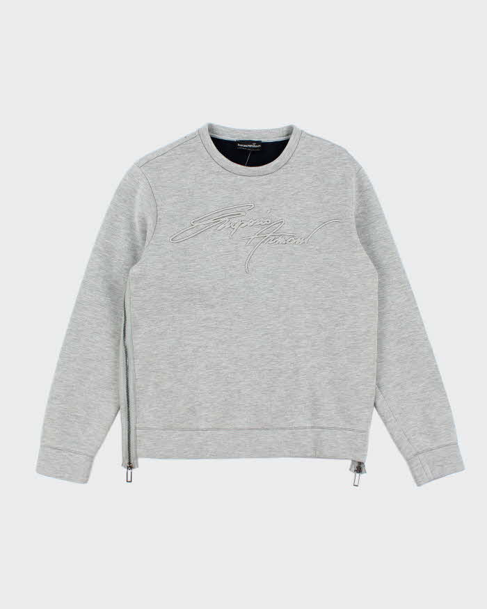 Vintage 2000's Emporio Armani Side Zip Embroidered Logo Sweatshirt - S