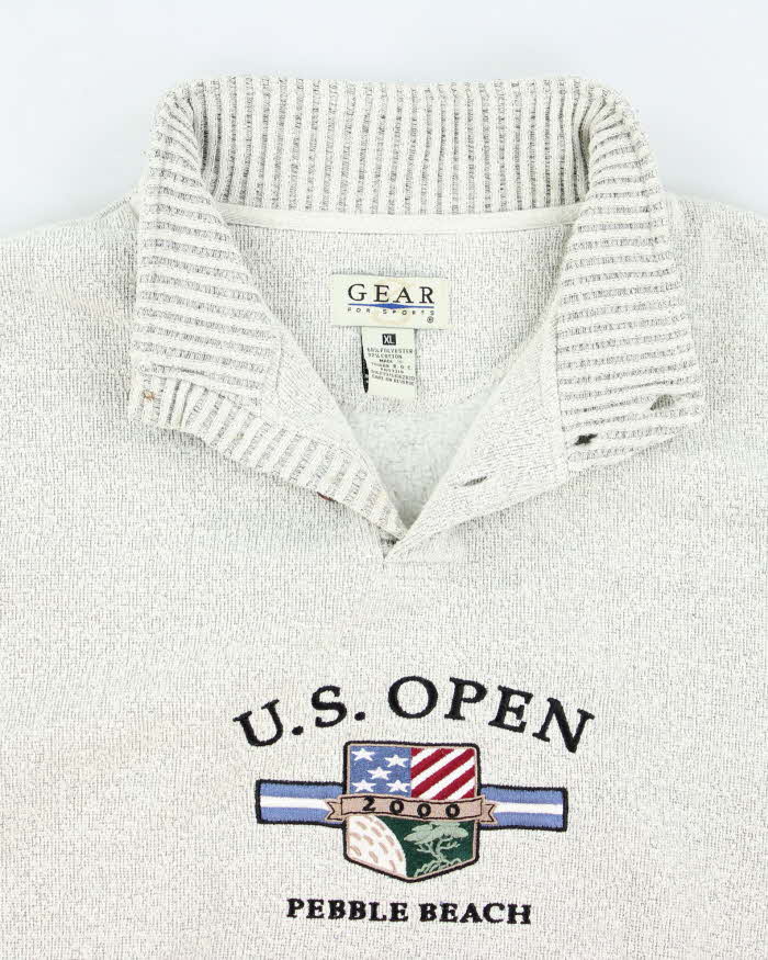 Vintage 2000's US Open Embroidered Logo Quarter Button Sweatshirt - XL