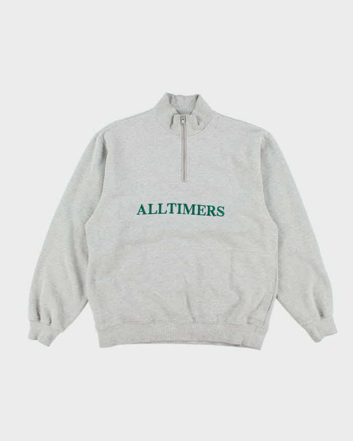 Alltimers Skateboarding Embroidered Centre Logo Quarter Zip Sweatshirt - L