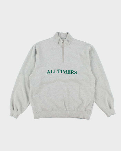 Alltimers Skateboarding Embroidered Centre Logo Quarter Zip Sweatshirt - L