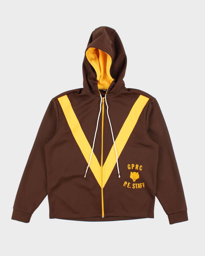 Vintage 80's Striped P.E. Staff Zip Up Hoodie - M