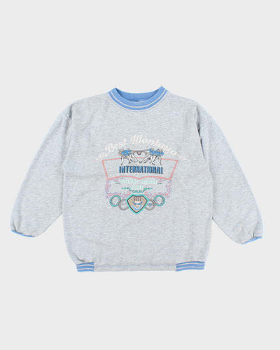 Vintage 90's Sports Graphic Ringer Style Sweatshirt - M