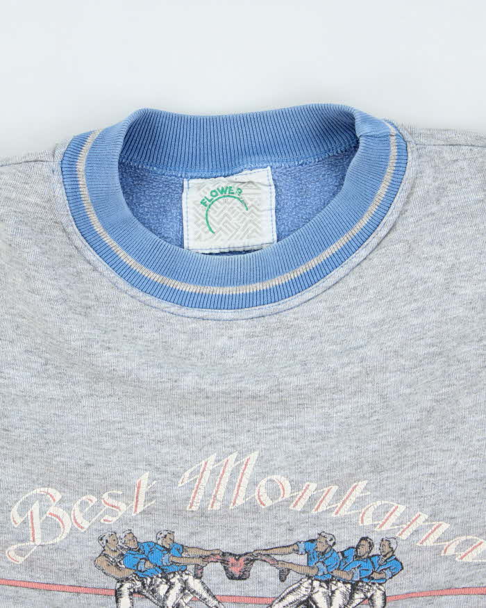 Vintage 90's Sports Graphic Ringer Style Sweatshirt - M