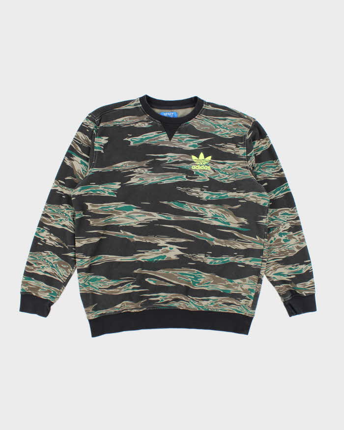 Vintage Y2K Adidas Tree Bark Camo Sweatshirt - L