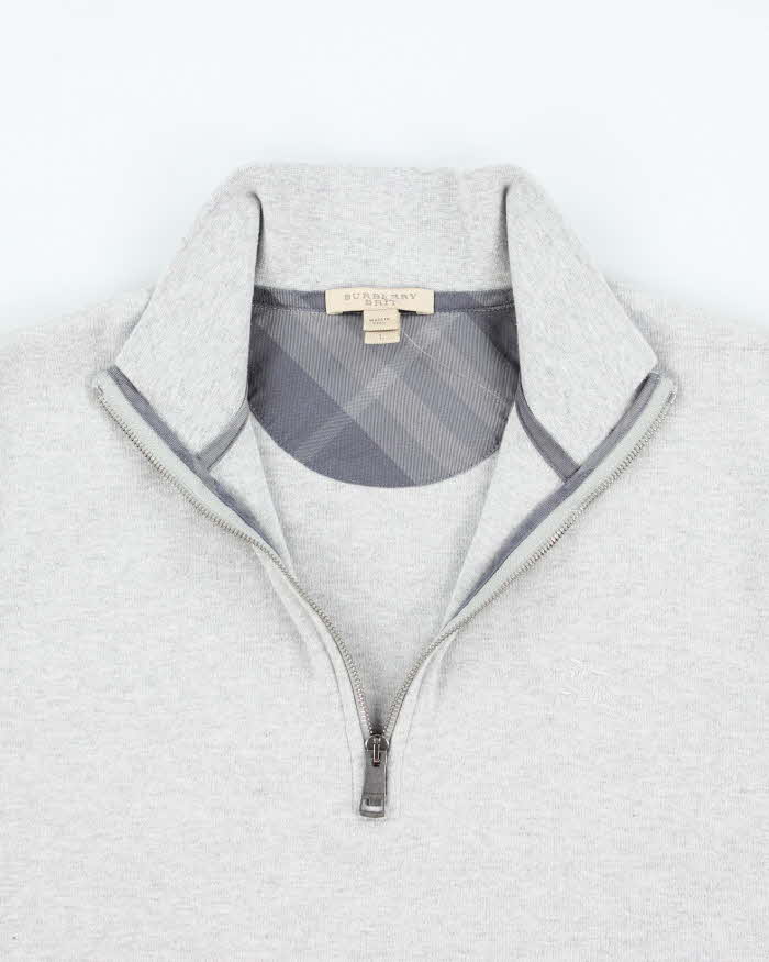 Vintage Burberry Brit Small Embroidered Logo Quarter Zip Sweatshirt - L