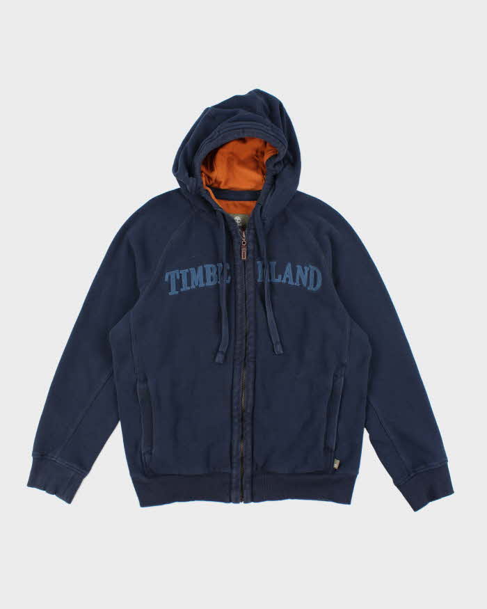 Vintage Y2K Timberland Spell Out Zip Up Hoodie - L