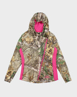 Vintage Women's Y2K Real Tree Camouflage Assyemtrical Zip Up Hoodie - M